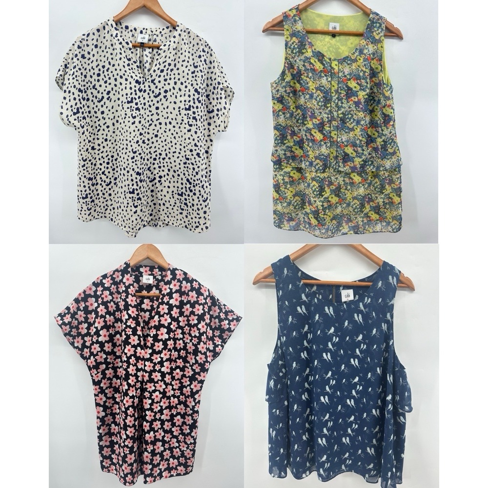 Lot of 4 Cabi Women's Blouses Tops S M XL Floral Bird Print Career Casual YY13